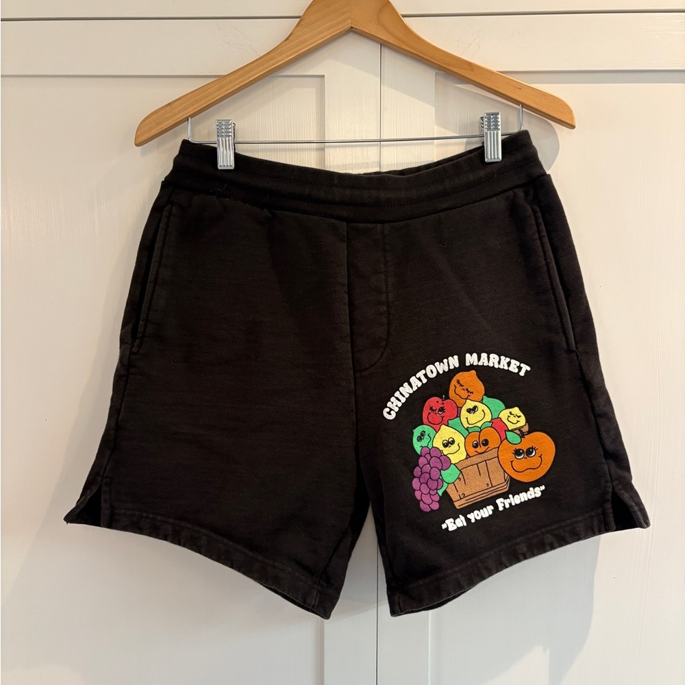 Chinatown Market super heavyweight Black Eat Your Friends Shorts
